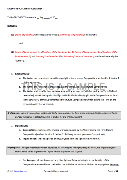 Music Publishing Contract Template